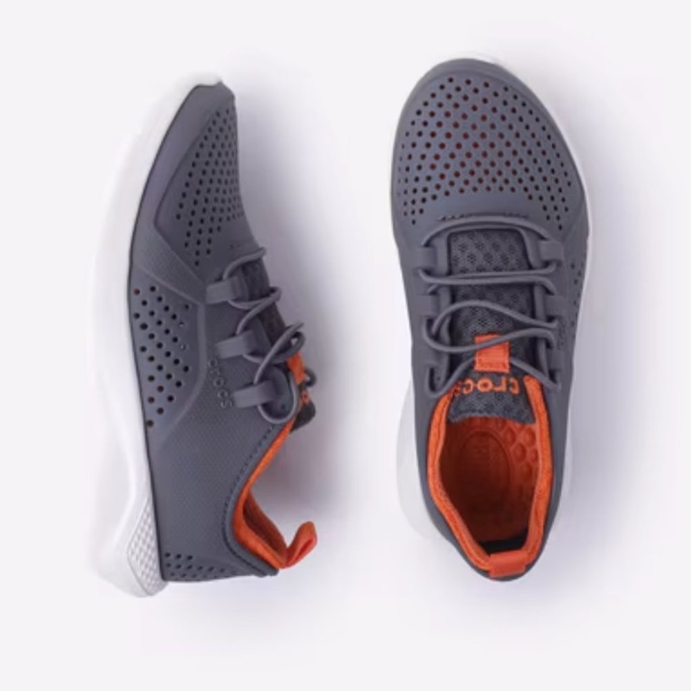 Crocs- Unisex Girls / Boys Kids’ LiteRide Pacer Charcoal Gray White Sneakers C11